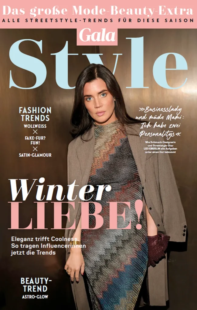 Frau auf Modezeitschrift-Cover mit Wintermode.
